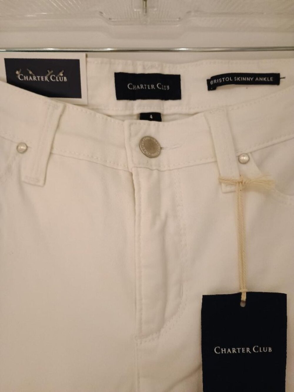 NEW- Charter Club Bristol Skinny Ankle Jeans- White- Size 4
